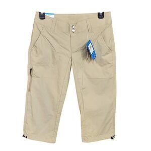 Columbia Capri Knee Pants Active Fit Size 2 Khaki Omni Shade Outdoor 50UPF Nylon